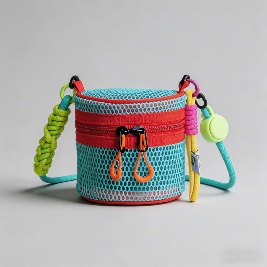 Mesh Cylindrical Crossbody Pou - Shopdayla Wholesale - #2370