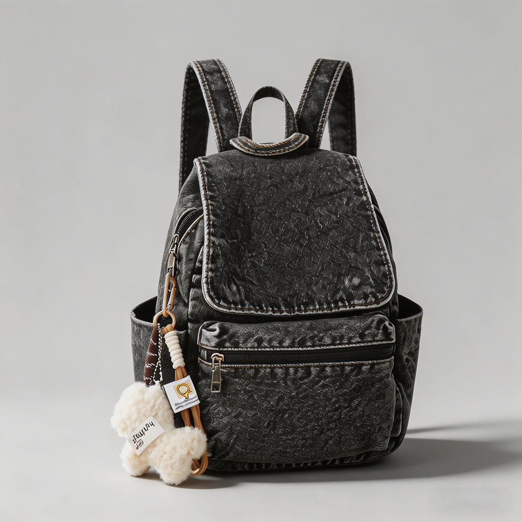 Washed Denim Backpack - Shopdayla Wholesale - #1378