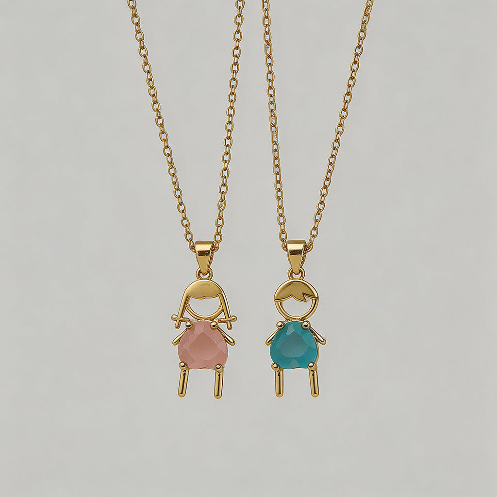 Cute Boy & Girl Gemstone Penda - Shopdayla Wholesale - #8786