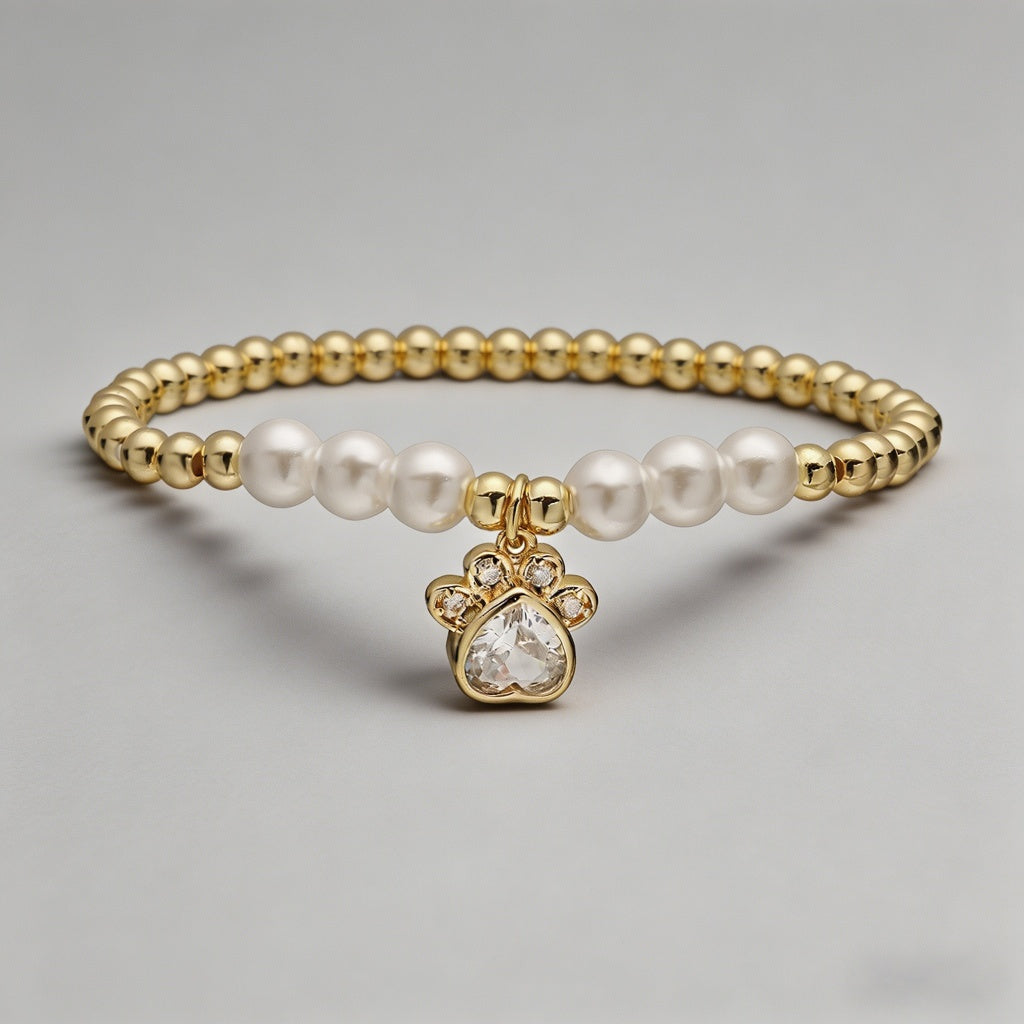 Paw Print Beaded Stretch Brace - Shopdayla Wholesale - #4258