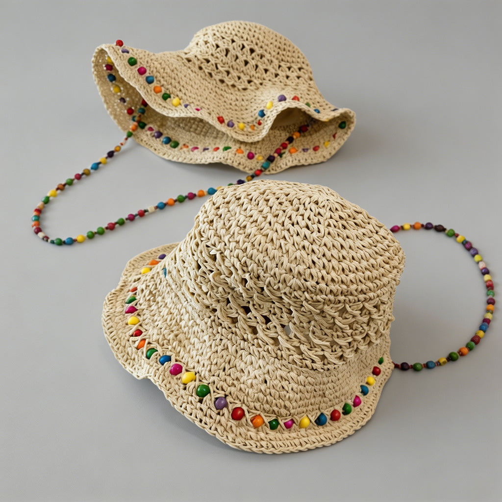 Beaded Straw Sun Hat - Shopdayla Wholesale - #0050