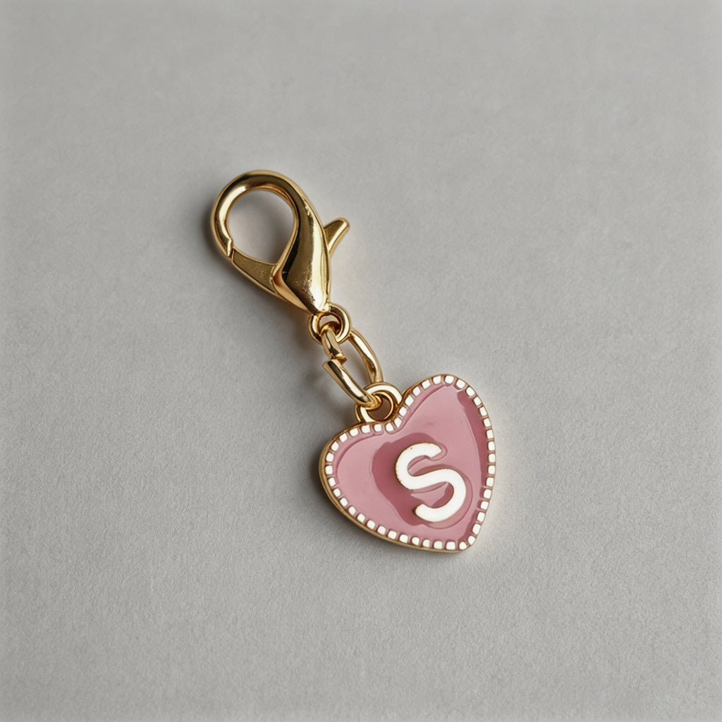 Heart Initial Keychain Charm - Shopdayla Wholesale - #0258