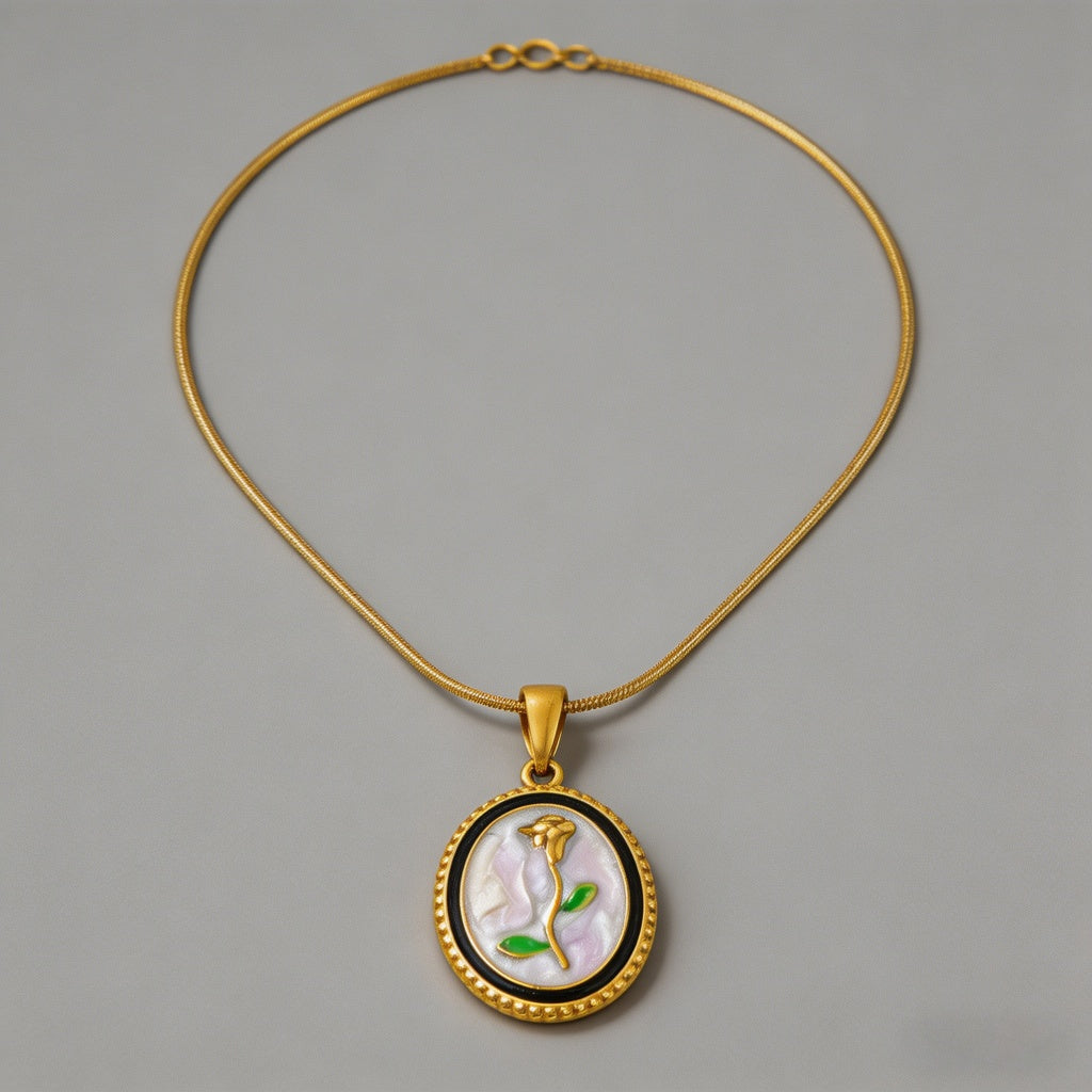 Vintage Enamel Tulip 18K Gold - Shopdayla Wholesale - #6498
