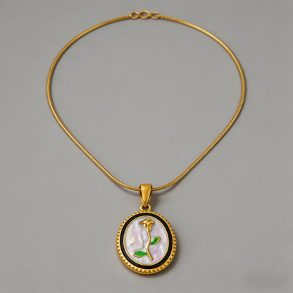 Vintage Enamel Tulip 18K Gold - Shopdayla Wholesale - #6498