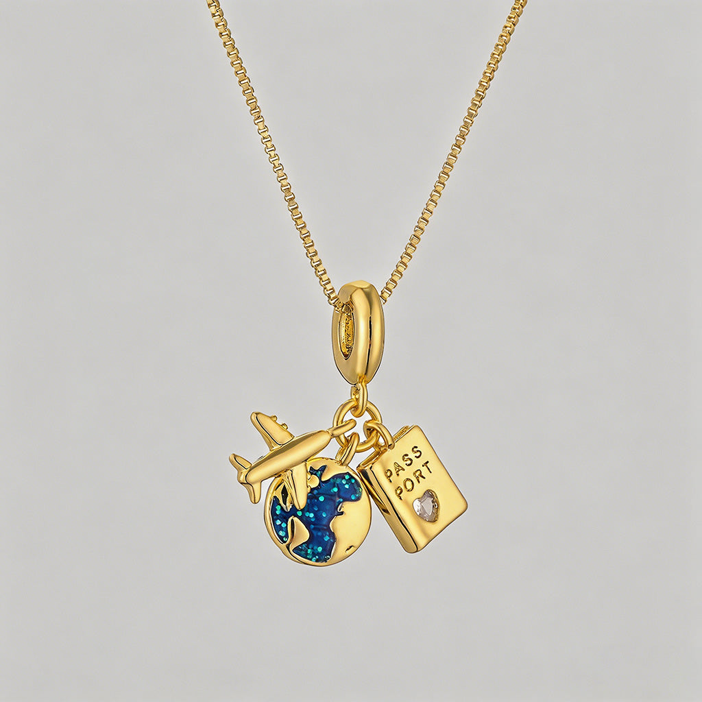 Whimsical Travel Charm Pendant Necklace