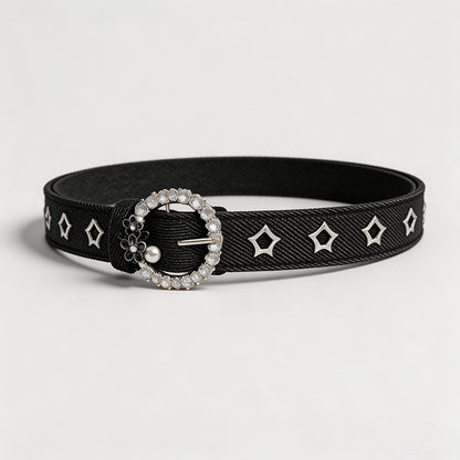 Denim Rhinestone Buckle Hole-F - Shopdayla Wholesale - #5074