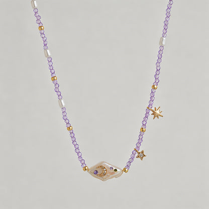 Dreamy Amethyst Moon Star Chok - Shopdayla Wholesale - #5042