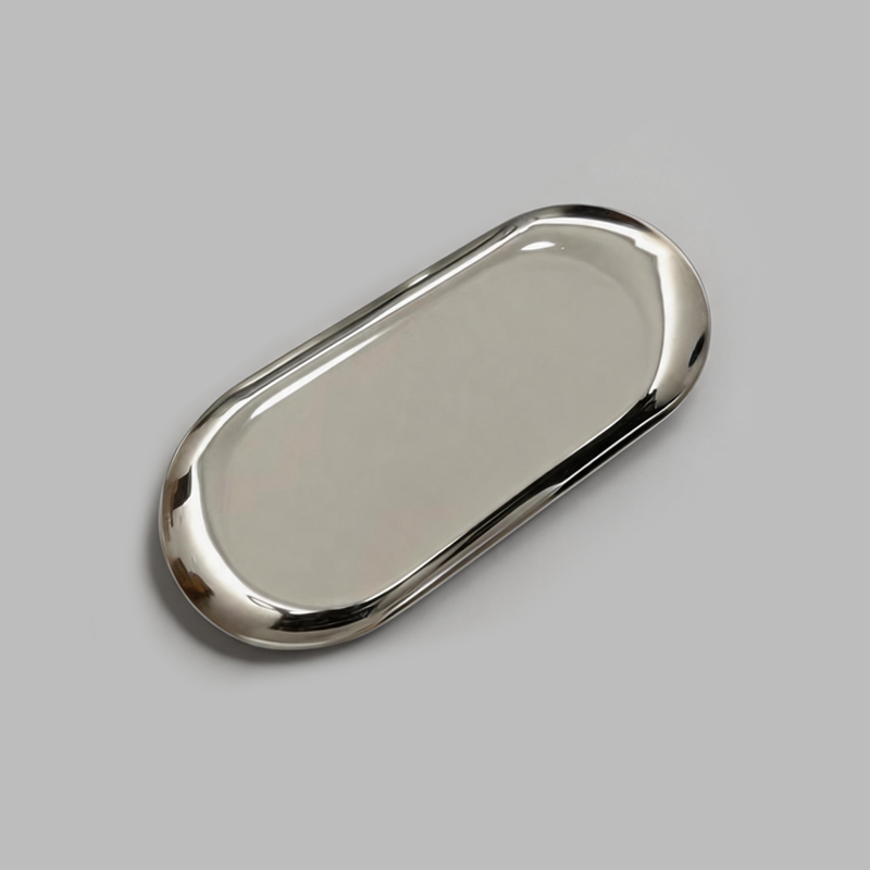 Polished Stainless Steel Oval Silhouette Storage Tray