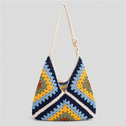 Striped Crochet Shoulder Bag