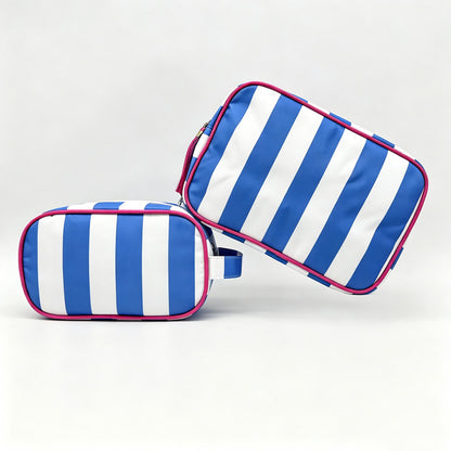 Striped Zipper Travel Cosmetic Pouch