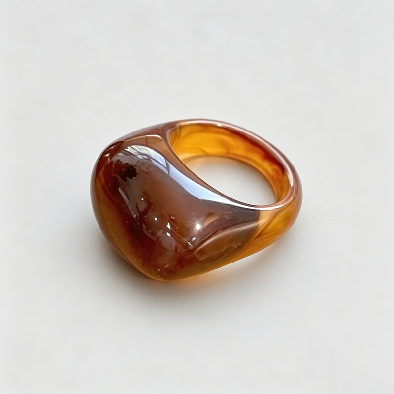 Amber Resin Heart Shape Ring