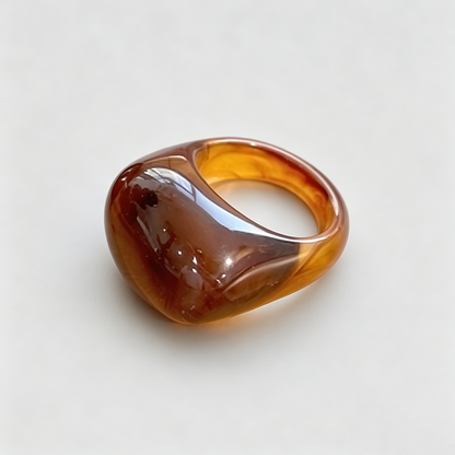 Amber Resin Heart Shape Ring
