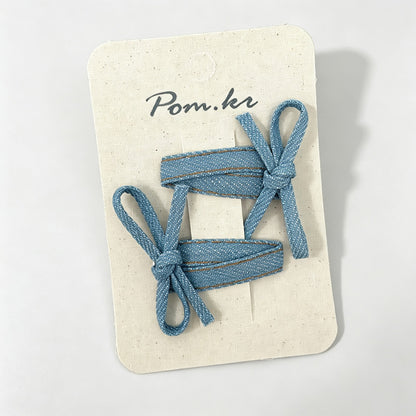 Grid Bow Hair Clips