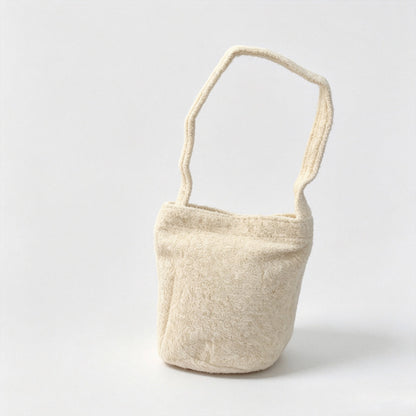 Fuzzy Fleece Bucket Handle Bag
