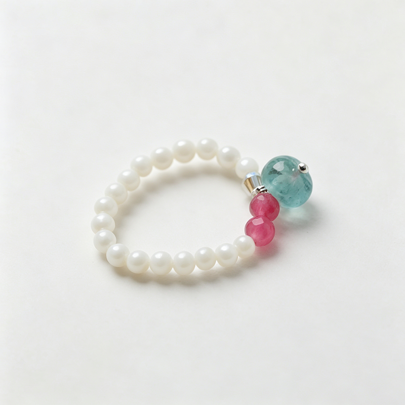 Multicolor Synthetic Stone Stretch Beaded Ring