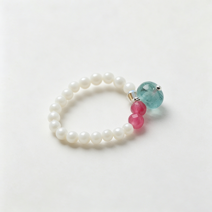 Multicolor Synthetic Stone Stretch Beaded Ring