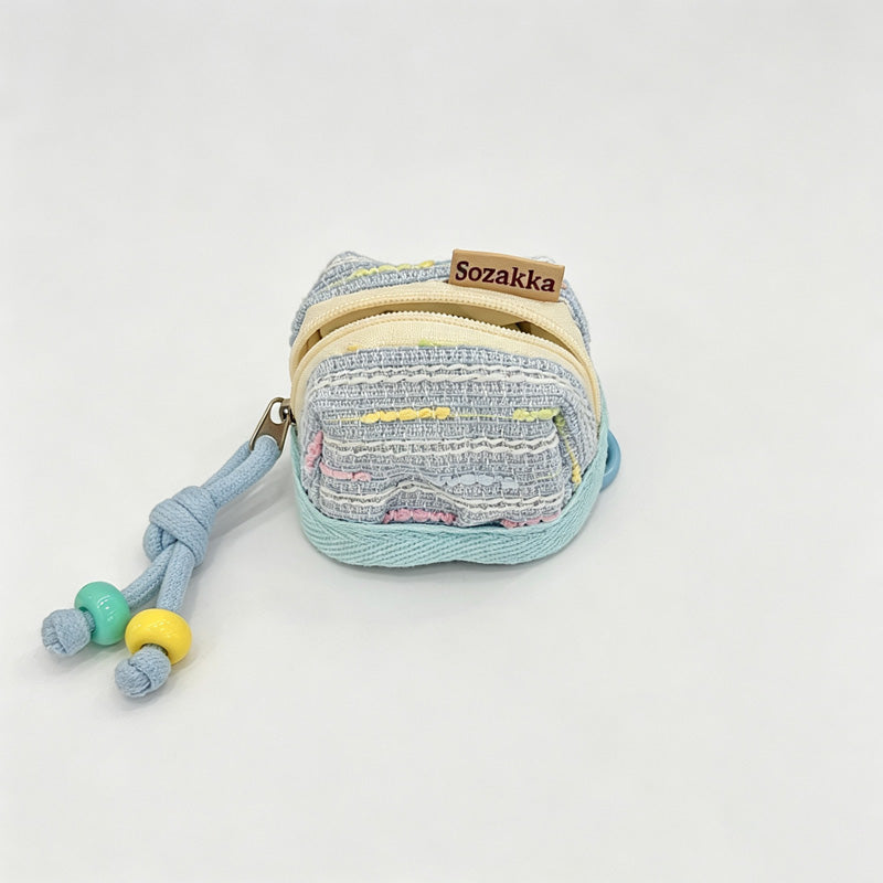 Color Stripe Fabric Earbud Storage Pouch