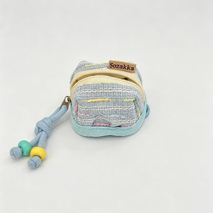 Color Stripe Fabric Earbud Storage Pouch
