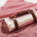 Multi-purpose Polyester Lace-Border Plaid Outdoor Picnic Blanket