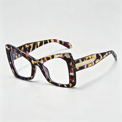 Gold Mesh Decor Cat Eye Oversized Sunglasses