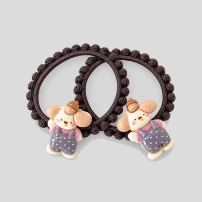 Lace Trim Dog Shape Hair Ties