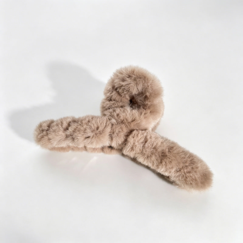 Fuzzy Bow Claw Clip