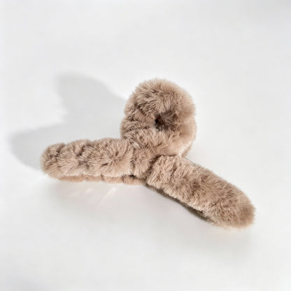 Fuzzy Bow Claw Clip