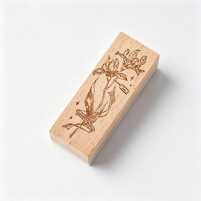 Floral Wooden Rubber Stamp