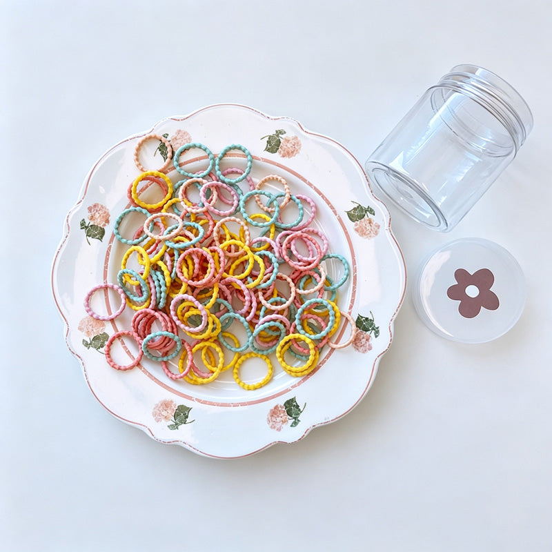 100 PCS Colored Mini Elastic Hair Ties