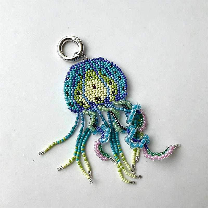 Handmade Beaded Jellyfish Keychain