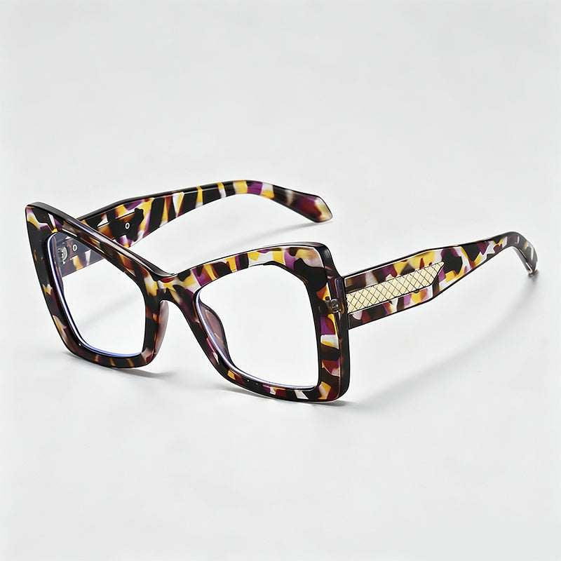 Gold Mesh Decor Cat Eye Oversized Sunglasses