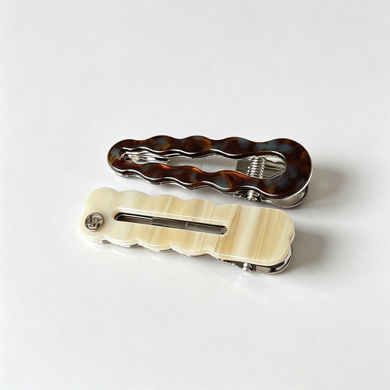 Wavy Edge Alligator Hair Clip 2‑Piece Set