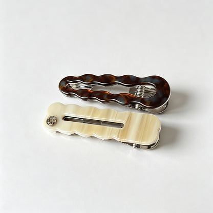 Wavy Edge Alligator Hair Clip 2‑Piece Set