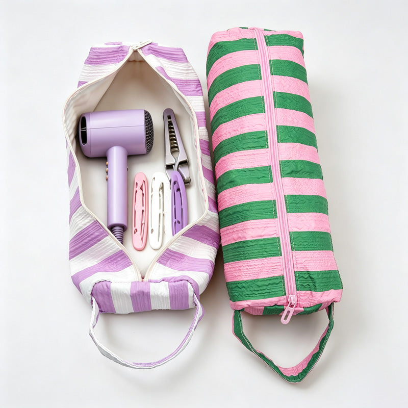 Striped Cylindrical Storage Pouch