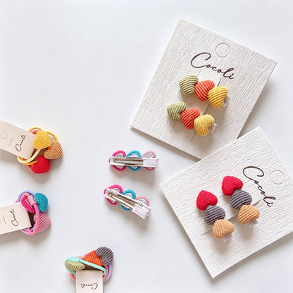 Fabric Heart Shape Hair Clips Ties