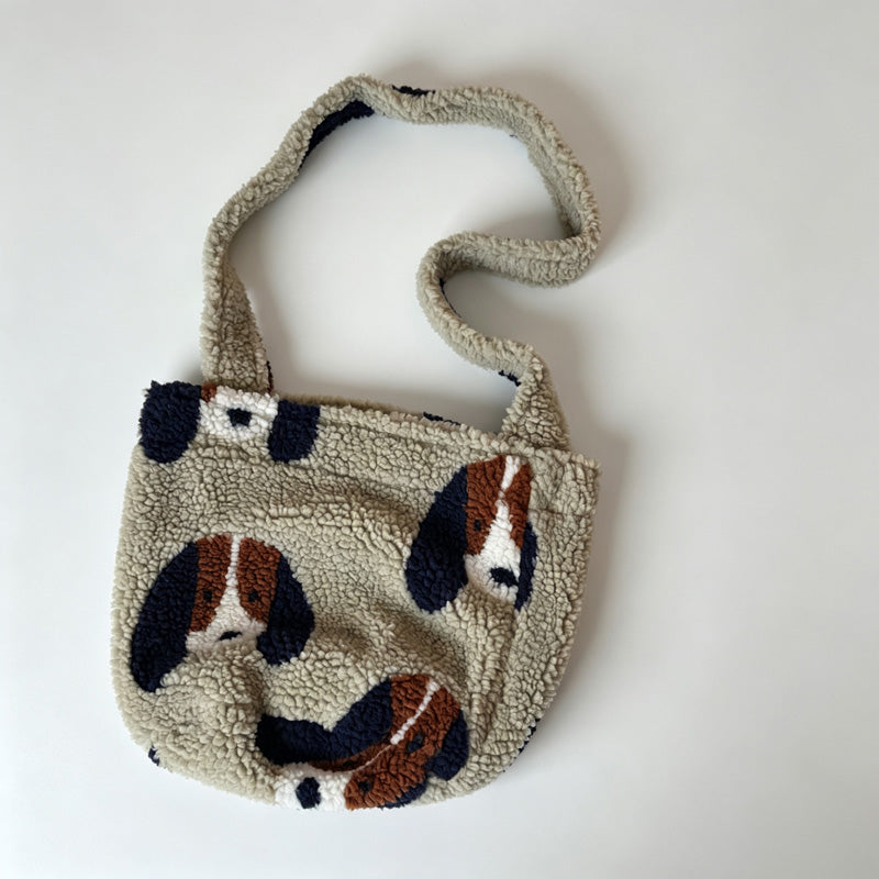 Pattern Fleece Crossbody Shoulder Bag