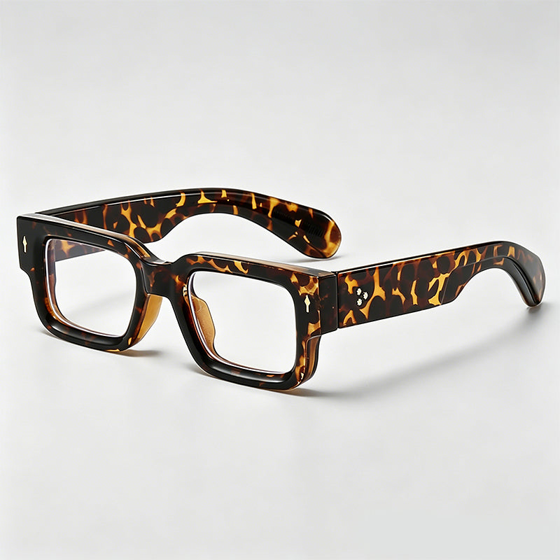 Thick Rectangle Vintage Rivet Decor Glasses
