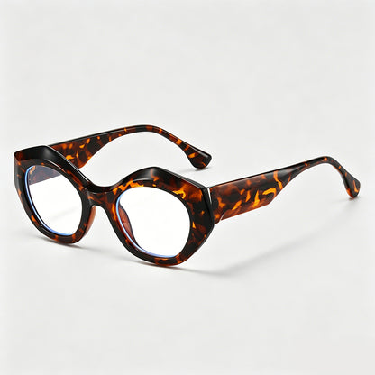 Irregular Polygon Tortoiseshell Frame Trendy Cat Eye Sunglasses