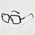 Large Square Irregular Two-tone Metal Temple Fashion Glasses
