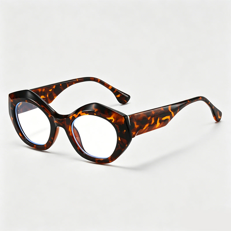 Irregular Polygon Tortoiseshell Frame Trendy Cat Eye Sunglasses