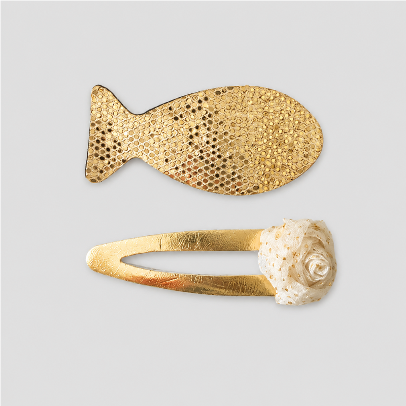Gold Motif Hair Clip Set