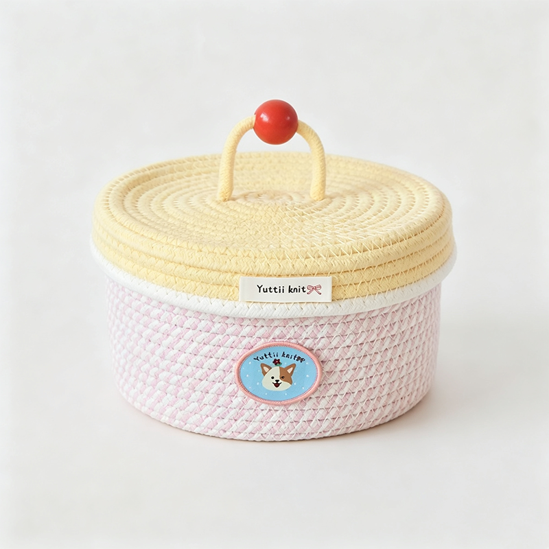 Flower Striped Rope Storage Basket