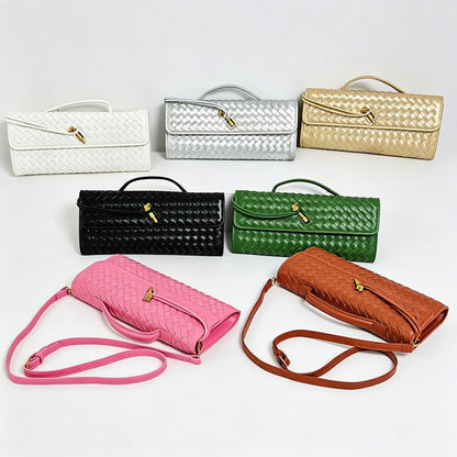 Woven Faux PU Handbag Crossbody Bag