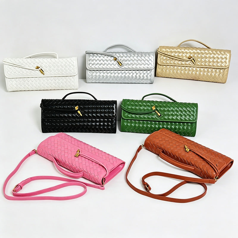 Woven Faux PU Handbag Crossbody Bag