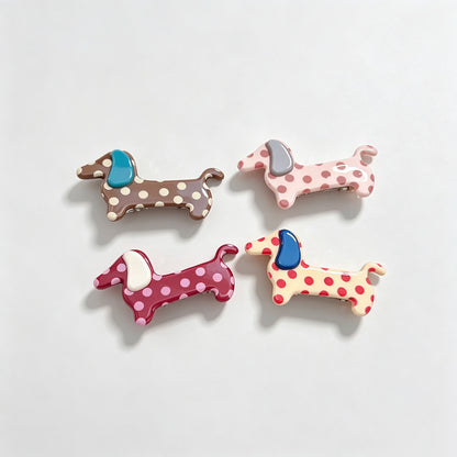 Dachshund Polka Dot Acetate Hair Clip
