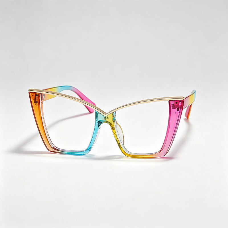 Metallic V-Brow Cat Eye Glasses