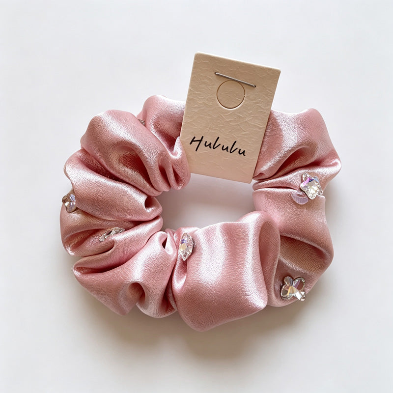 Shiny Fabric Rhinestone Scrunchie