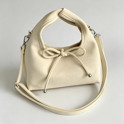 Faux Suede Bow Shoulder Bag