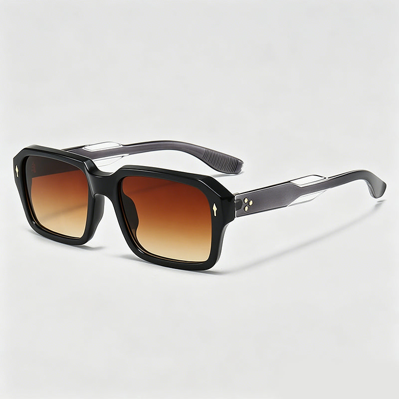 Square Retro Rivet Decor UV Protection Sunglasses
