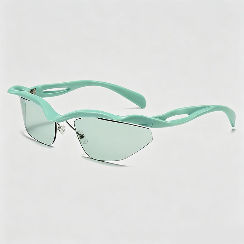 Rimless Irregular Cut Y2K Sport Sunglasses